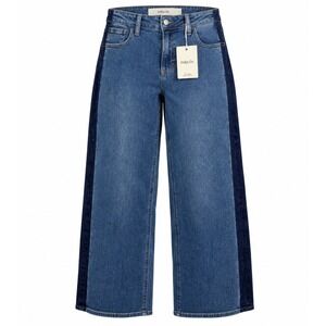 Indigo Six Two Toned Wide Leg Cropped Jeans Women Size 6 Blue NWT